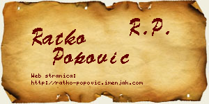 Ratko Popović vizit kartica